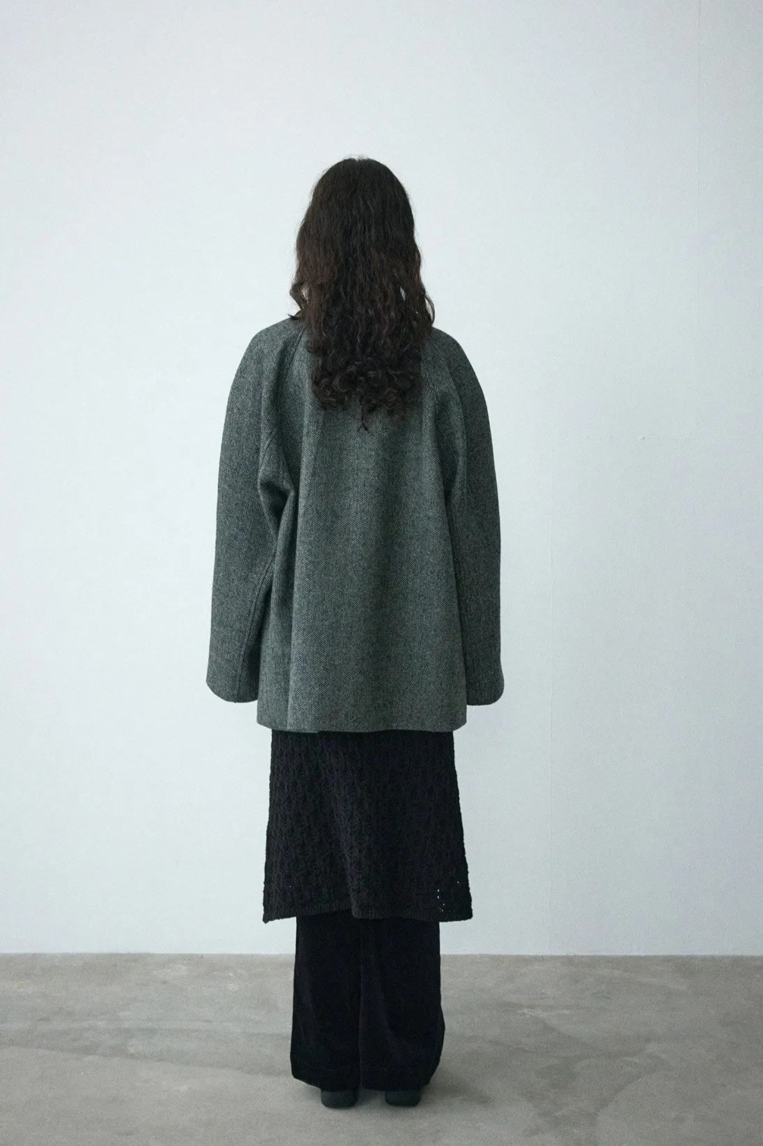 Wool riched herringbone pattern jacket | 2 color